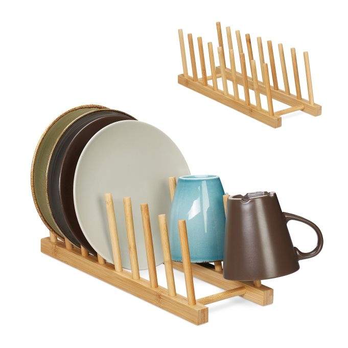 sæt med 2 bambus tallerkenstativer