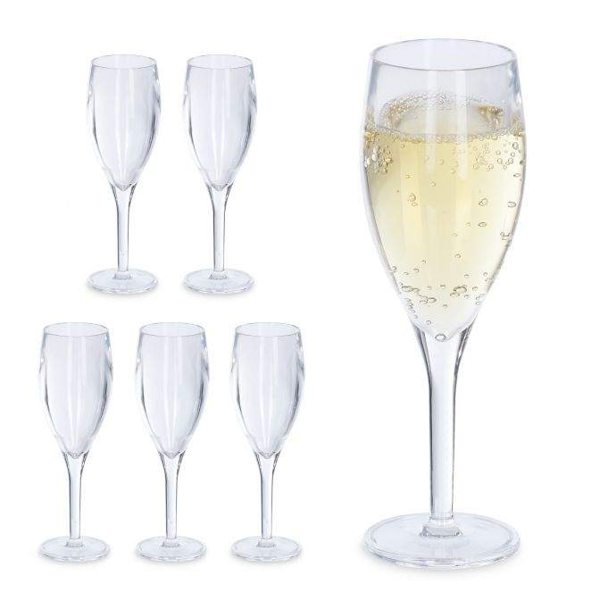 Plast champagneglas, sæt med 6 stk