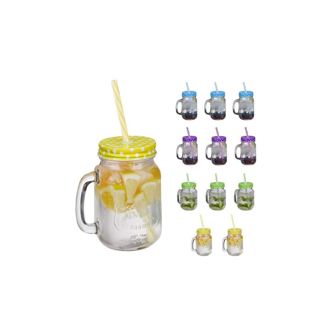 Färgglada dricksglas med lock - 12 st | Hem & Hobby - Hem & Hushåll - Kök - Servering - Sugrör | Pryloteket