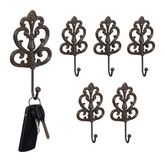 Støbejerns knager - sæt med 6 stk