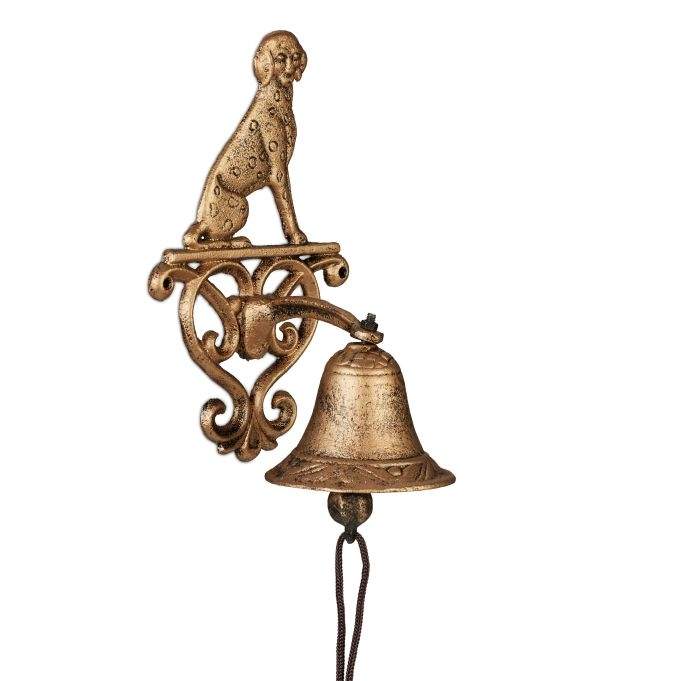Støbejernsdørklokke med hund