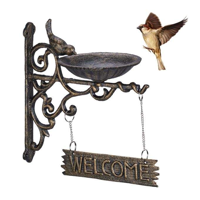 Støbejerns fuglebad Velkommen