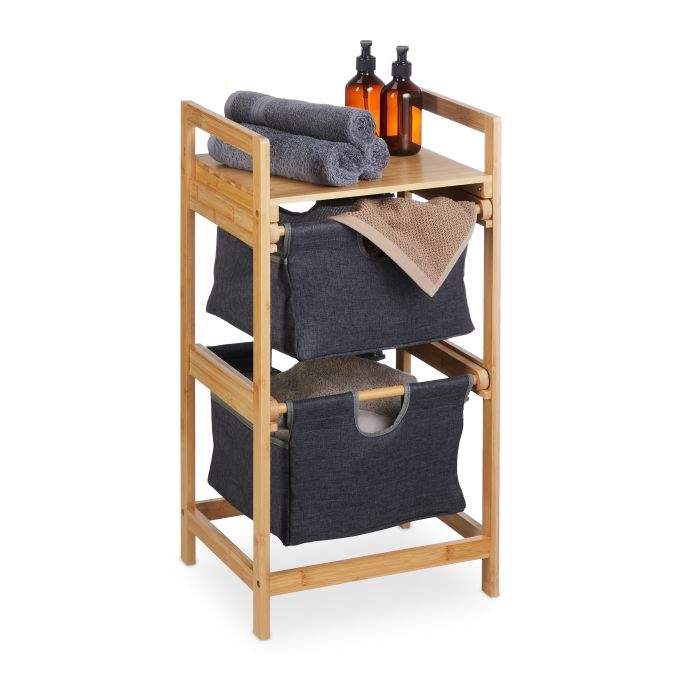 Bambus vasketøjskurv hylde