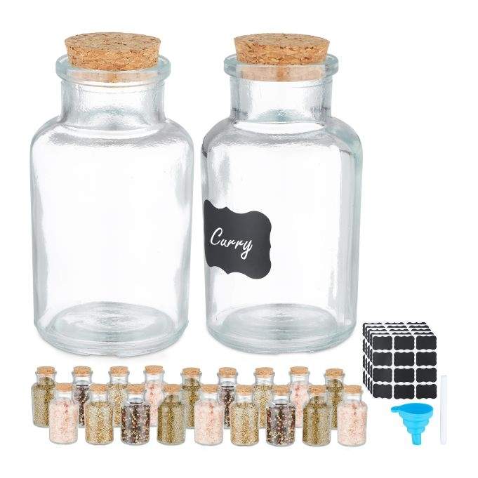 sæt med 20 krydderiglas med kork låg