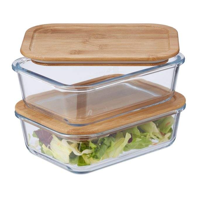 Glaskrukke med låg sæt af 2 stk