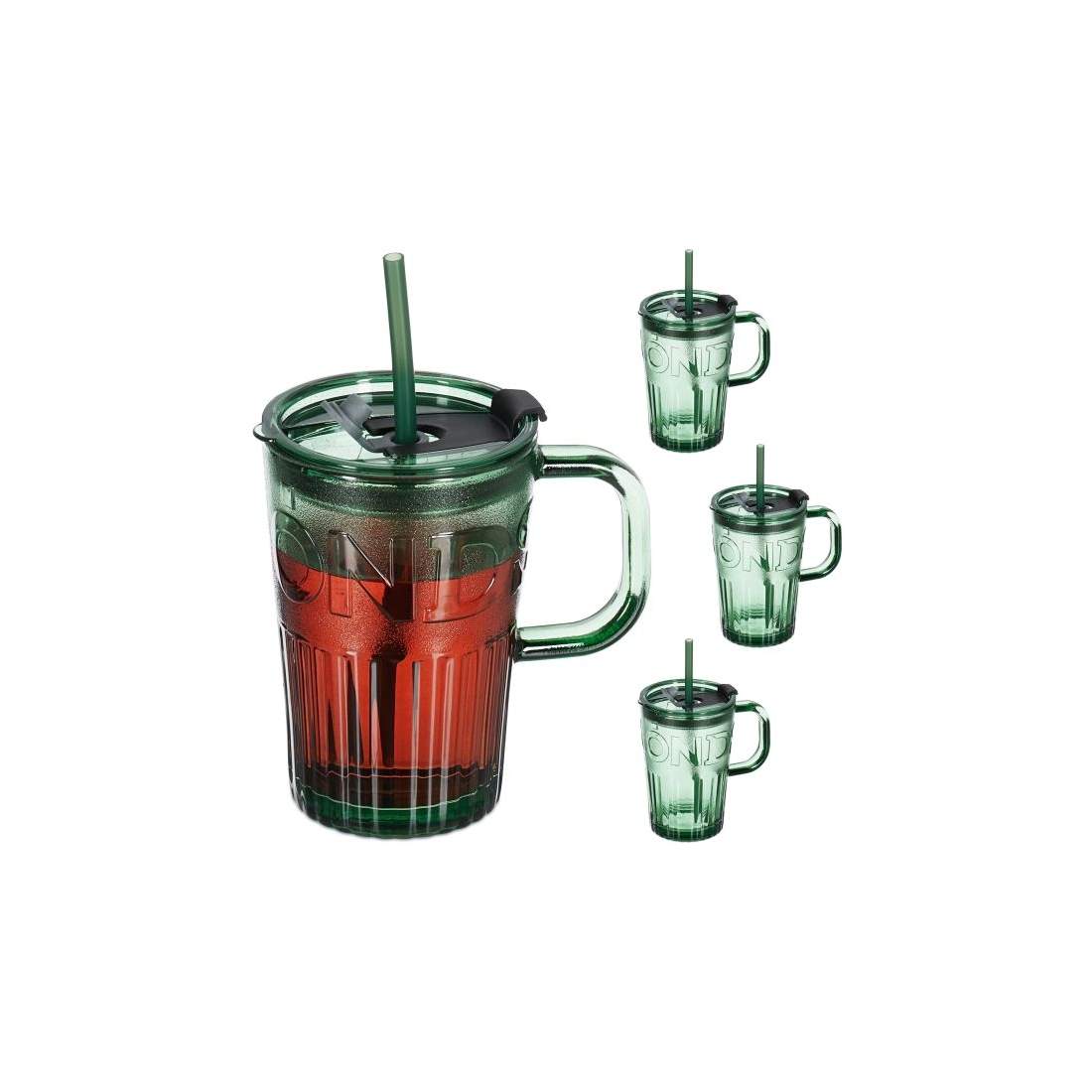 Set med 4 dricksglas med handtag | Hem & Hobby - Hem & Hushåll - Kök - Servering - Sugrör | Pryloteket