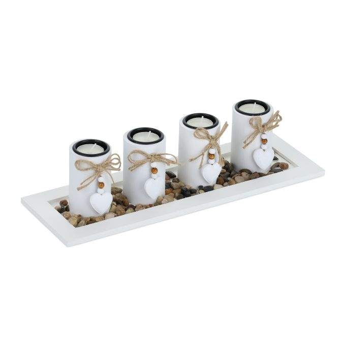 Fyrfadsstage med bakke & sten