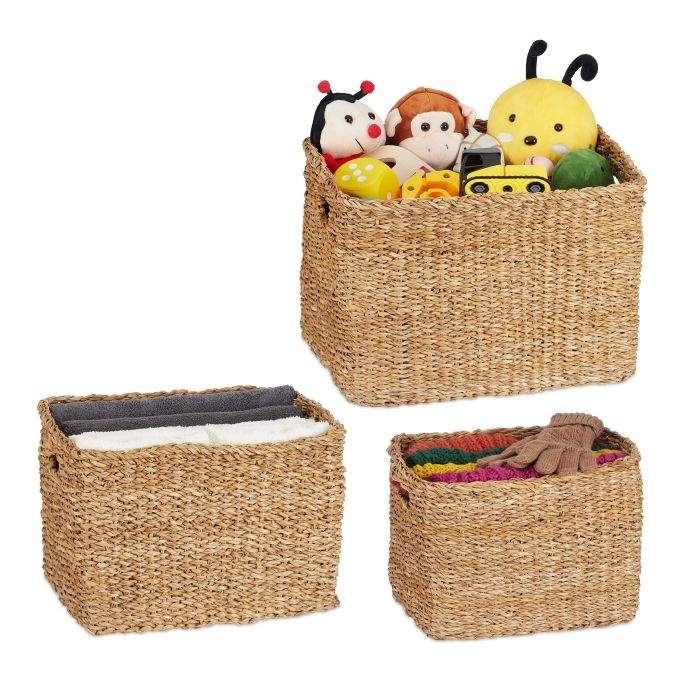 opbevaringskurv i 3 dele lavet af tang