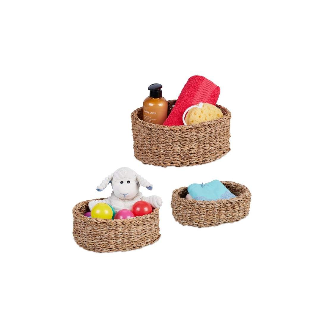 förvaringskorg i 3 delar gjord av tång | Elektronik - Ljud & Bild - TV-Tillbehör - Fjärrkontroller | Pryloteket