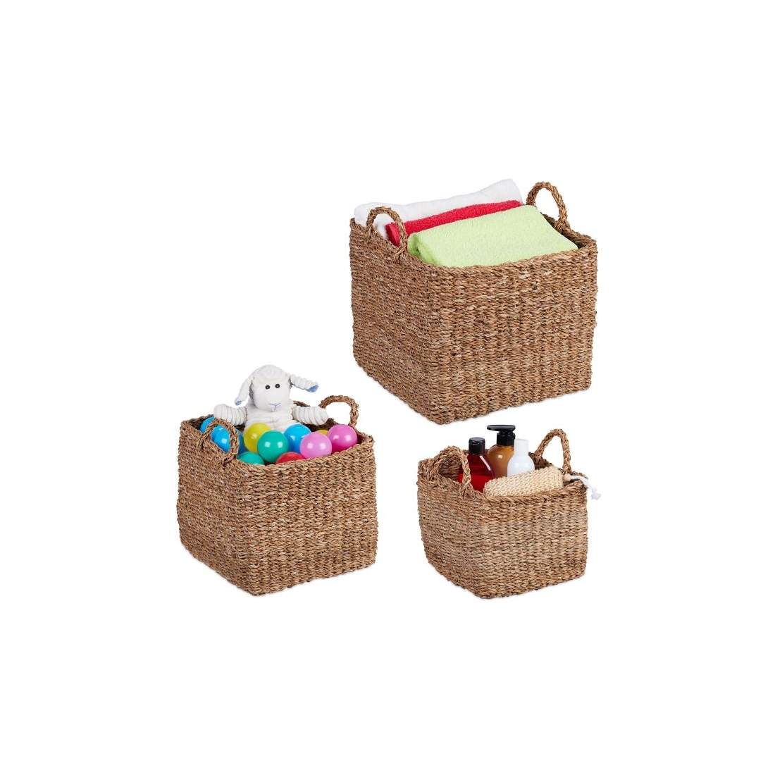 förvaringskorg i 3 delar gjord av tång | Elektronik - Ljud & Bild - TV-Tillbehör - Fjärrkontroller | Pryloteket