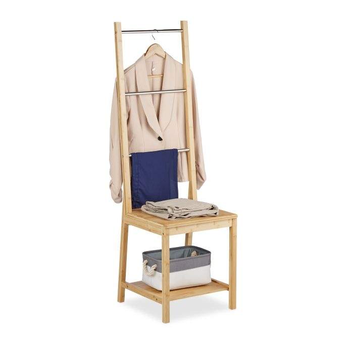 Gentleman's butler's stol bambus & rustfrit stål