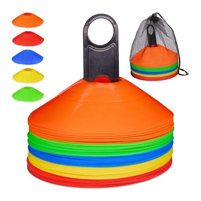 set med 50 fotbollsmarkeringskoner | Sport & Fritid - Träning | Pryloteket