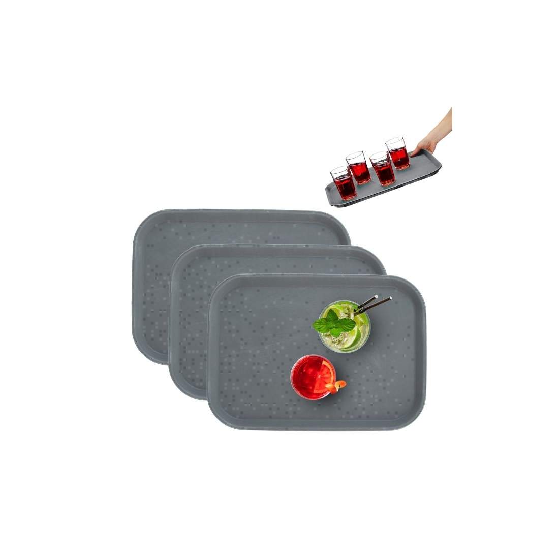 Serveringsbricka 3-pack i grått | Hem & Hobby - Hem & Hushåll - Kök - Servering | Pryloteket