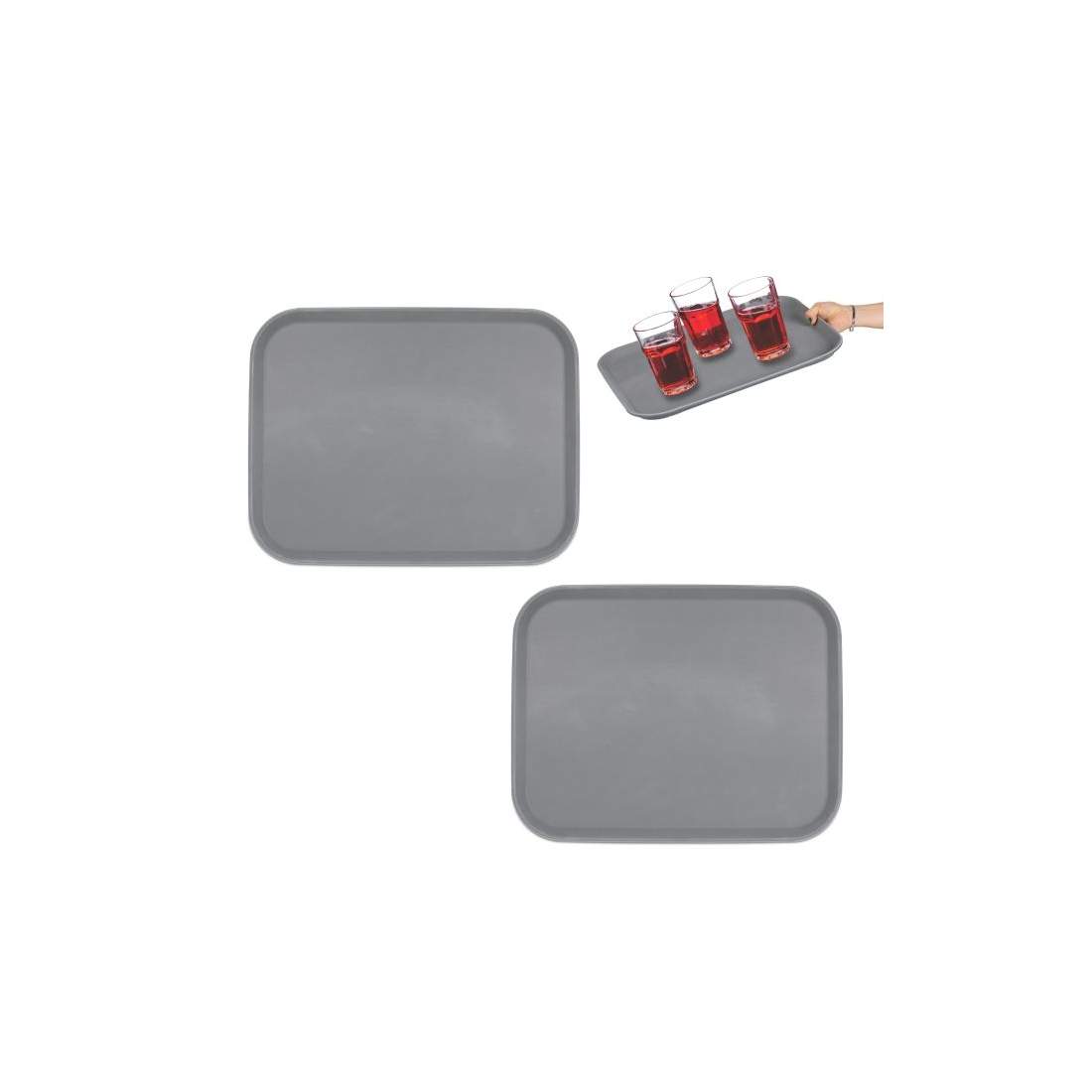 Serveringsbricka 2-pack i grått | Hem & Hobby - Hem & Hushåll - Kök - Servering | Pryloteket