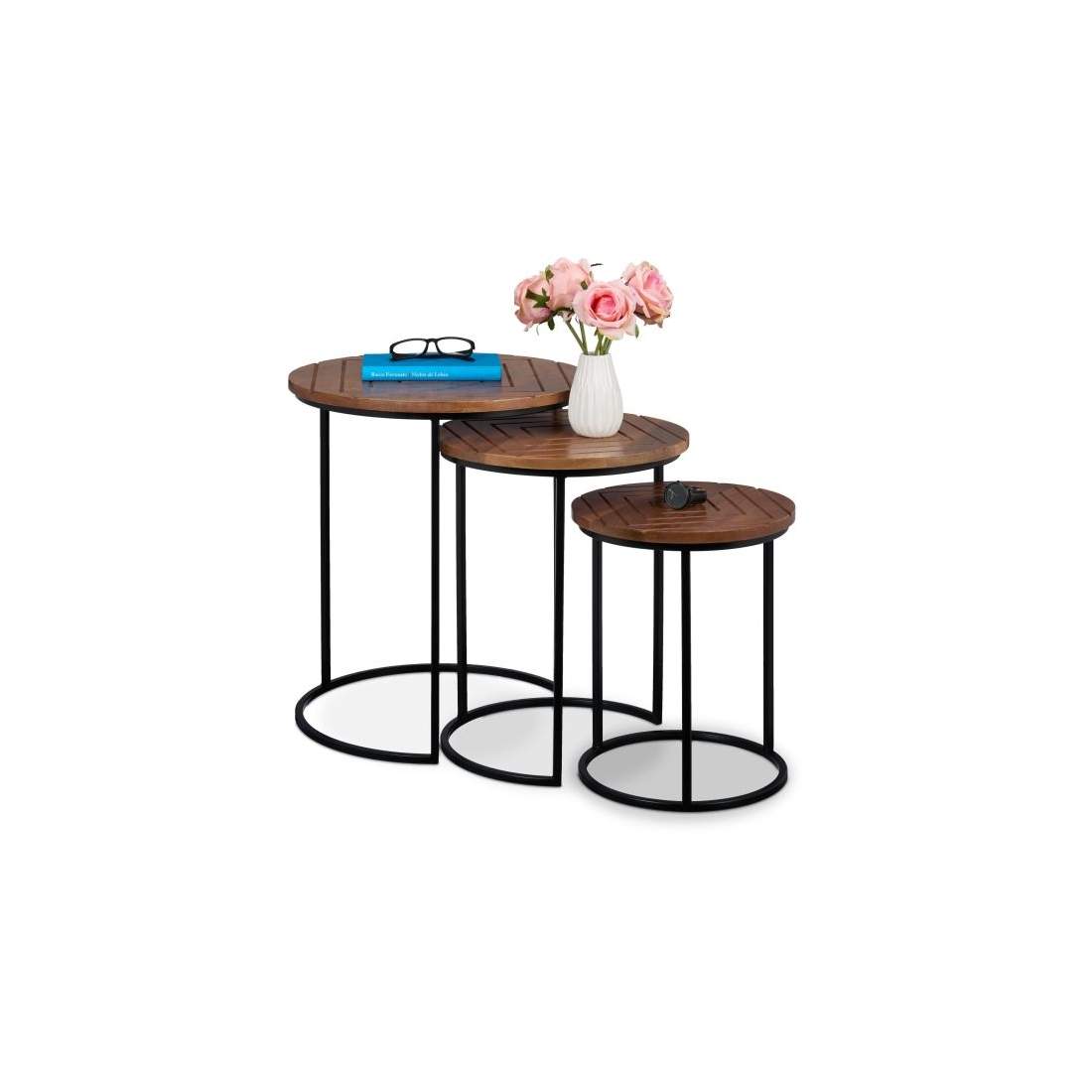 Set med 3 soffbord i mango och metall | Hem & Hobby - Hem & Hushåll - Sovrum - Väckarklockor | Pryloteket