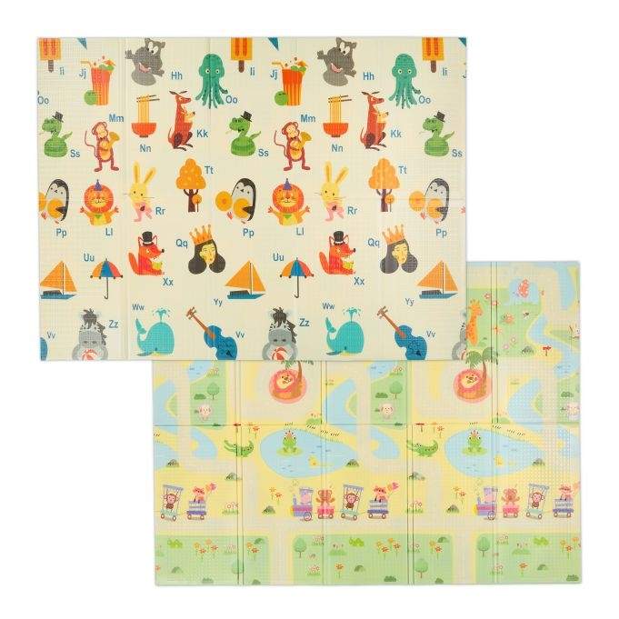 Sammenfoldelig legetæppe Dyr, vej, ABC