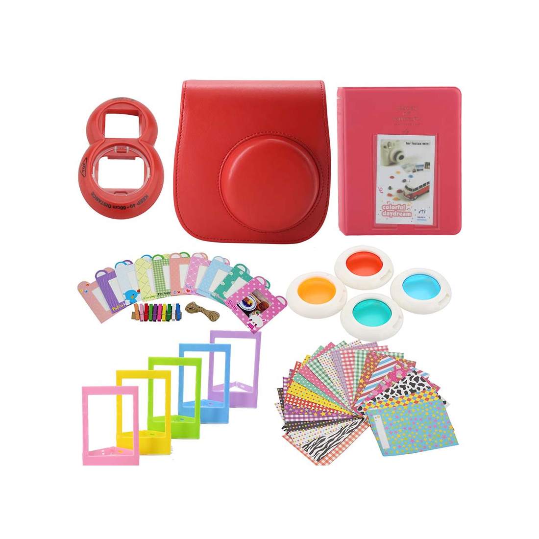 Tillbehörsset för Fujifilm Instax Mini 8 / 9 - Röd | Elektronik - Ljud & Bild - Kameror & Tillbehör - Kameratillbehör - Fujifilm Instax Tillbehör | Pryloteket