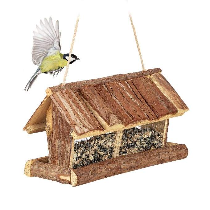 Fuglefoderautomat med bark