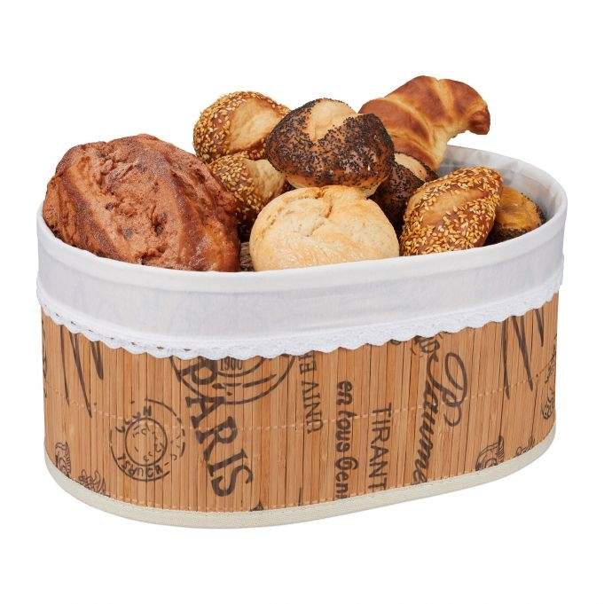 Bambus brødkurv med stofindsats