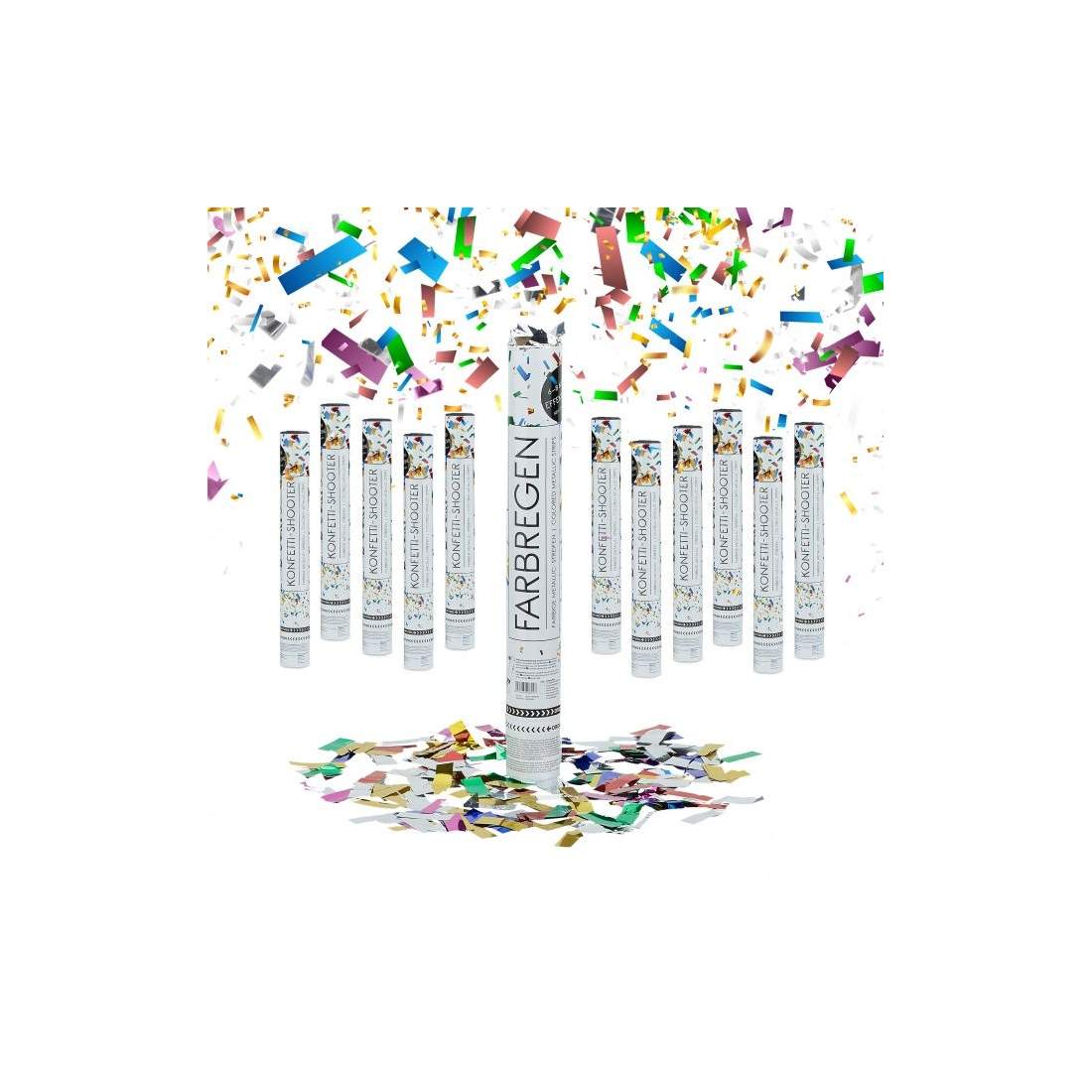 set med 12 Party Poppers ""Colour Rain"" 40 cm | Hem & Hobby | Pryloteket