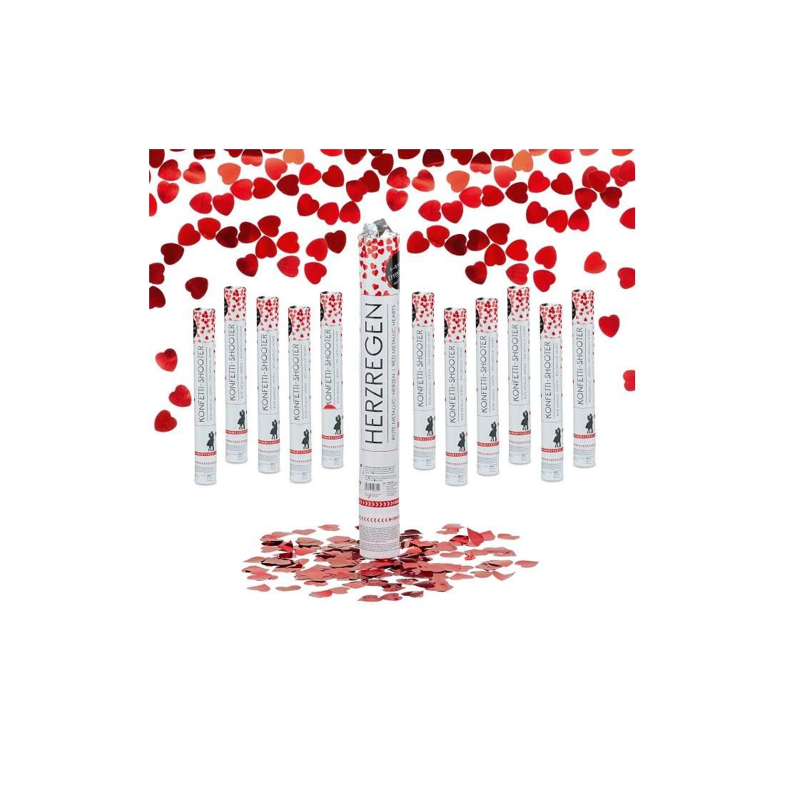 12x Party Popper röda hjärtan | Hem & Hobby | Pryloteket