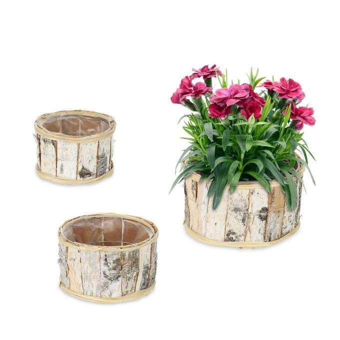 Rund urtepotte birk Sæt med 3 stk