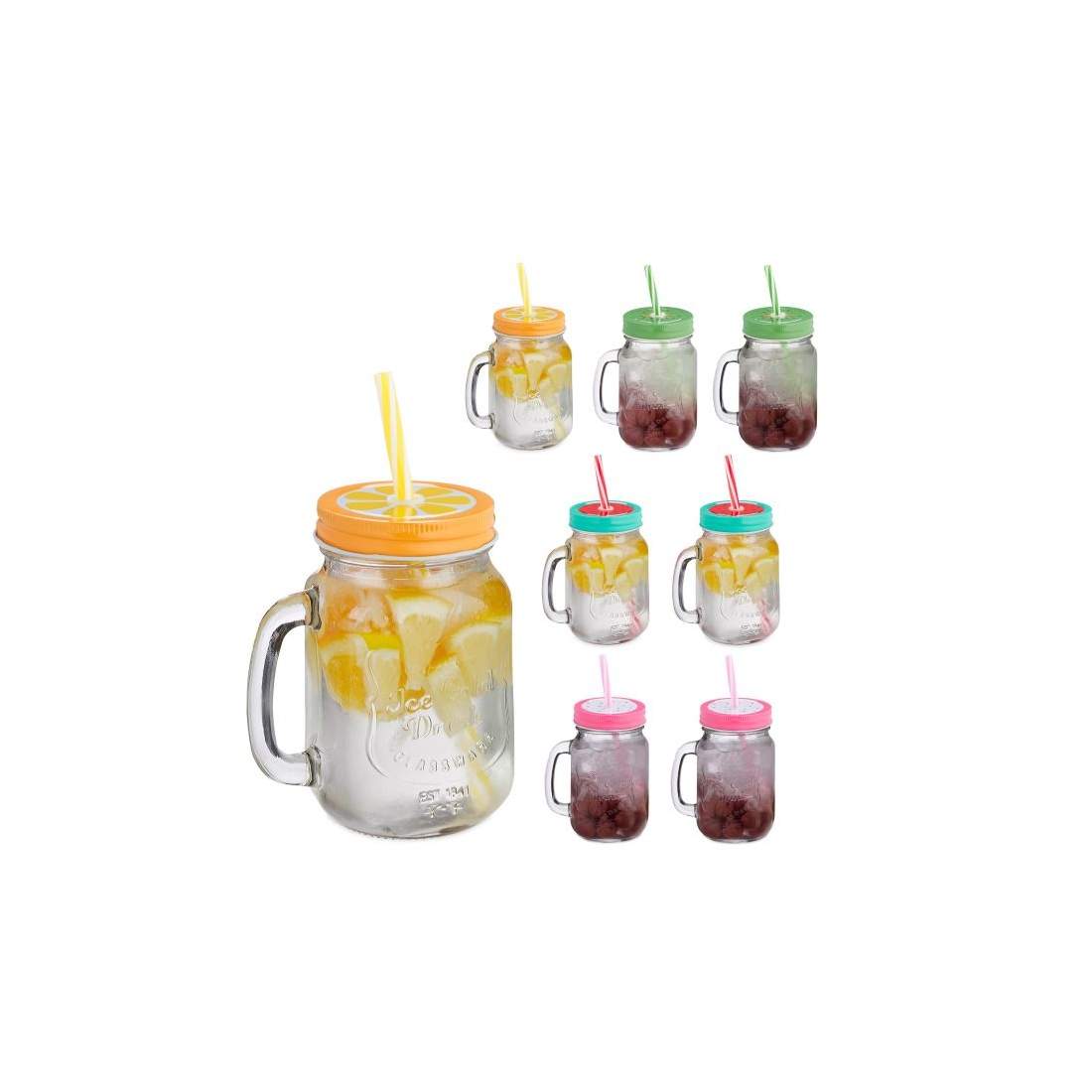 set om 8 dricksglas med lock Frukt | Hem & Hobby - Hem & Hushåll - Kök - Servering - Sugrör | Pryloteket