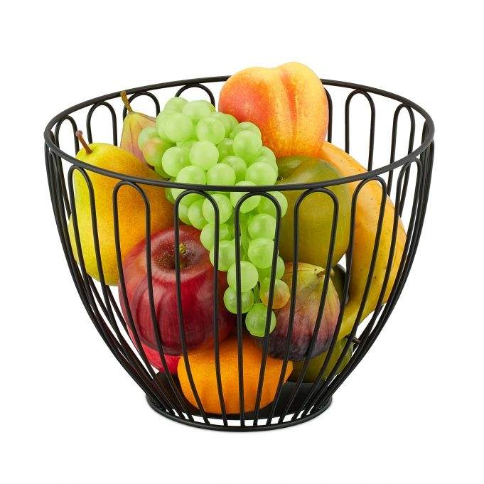 Frugtskål i sort metal