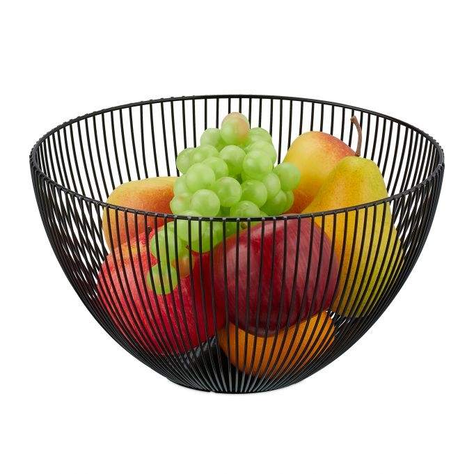 Frugtskål i sort metal