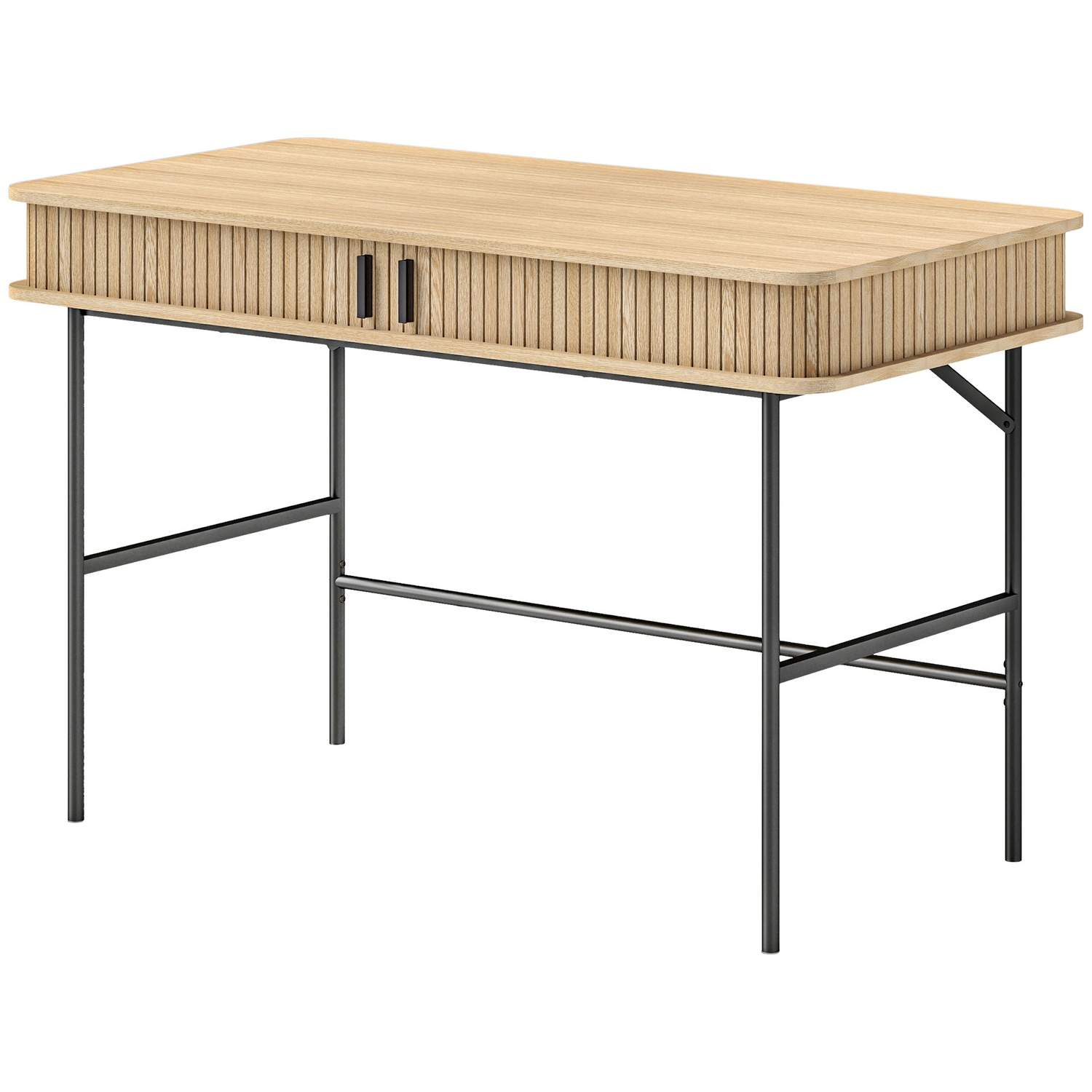 Skrivebordscomputerbord med opbevaringsplads, kontorbord med hylde, arbejdsbord med stålstel, til studiekontor, 120 x 60 x 76,5