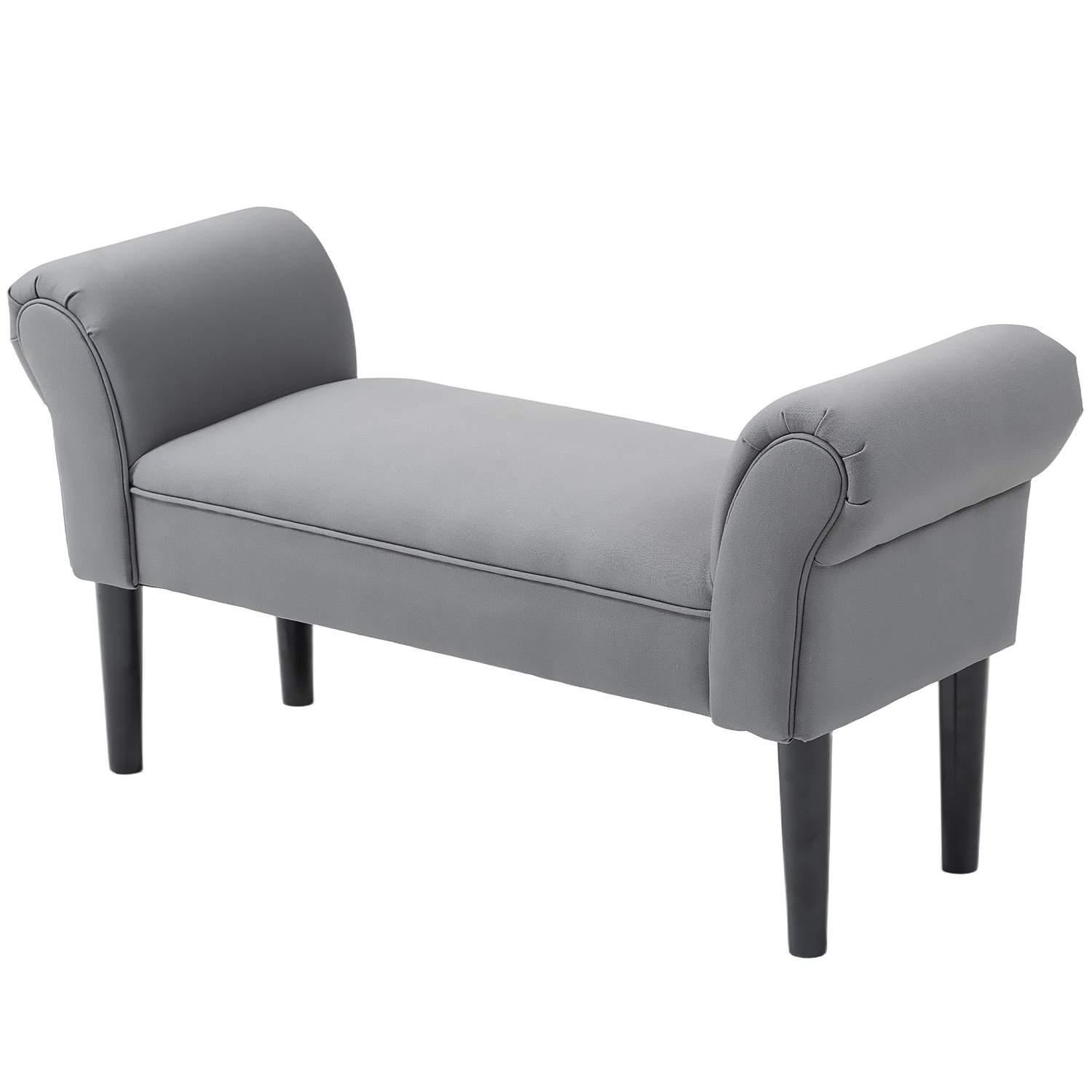 Sengebænk, polstret bænk, bænk, entrebænk til soveværelse, bæreevne op til 130 kg, sejlstof, mørkegrå, 102 x 36 x 51 cm