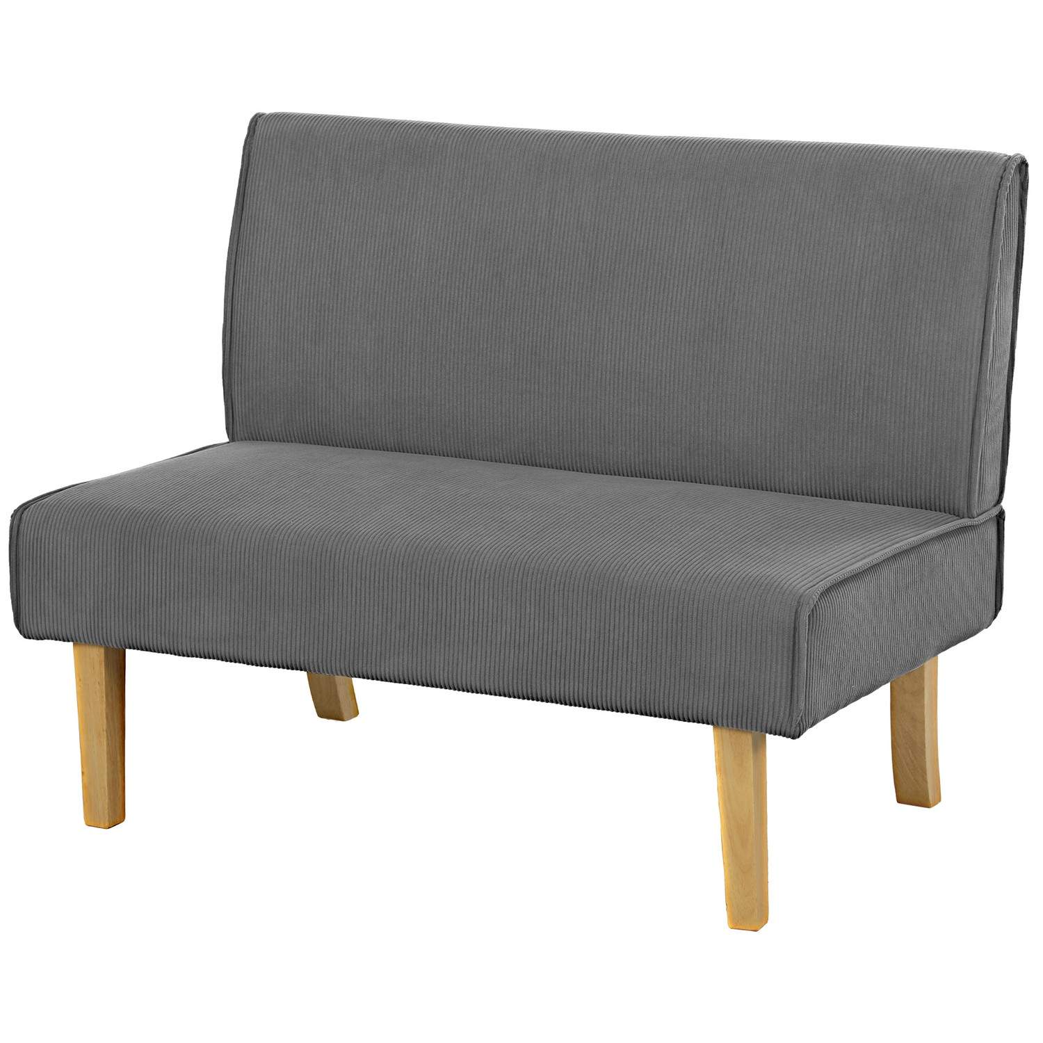2-personers sofa, sofa i fløjlsmønster, træben, polstret sofa, dobbeltsofa til soveværelse, stue, 110 x 62 x 85 cm, grå
