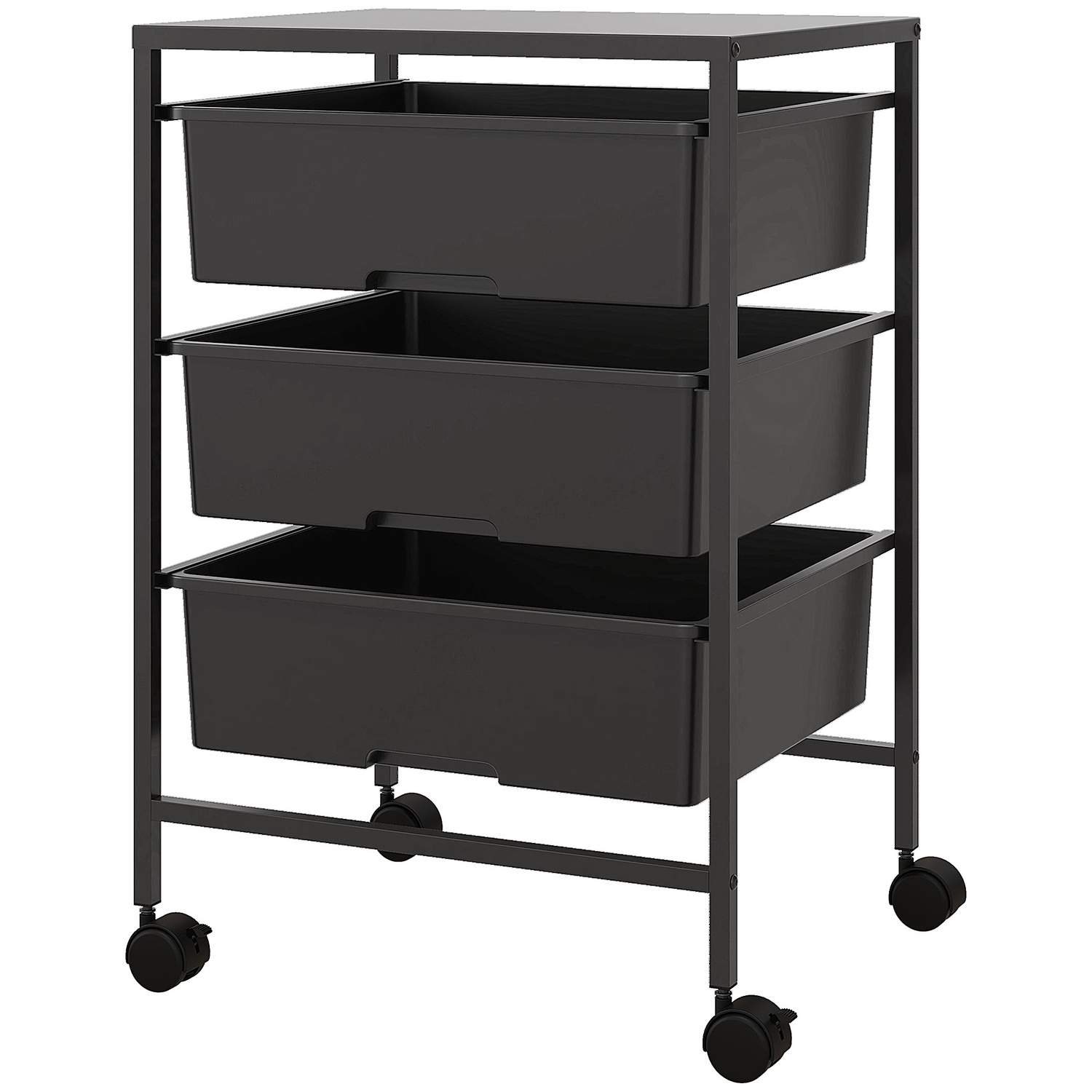 Rullvagn Serveringsvagn med 3-våningshandtag Förvaringsvagn för kök Vardagsrum 40,8 x 33,5 x 60,5 cm Svart | Hem & Hobby - Hem & Hushåll - Kök - Servering | Pryloteket