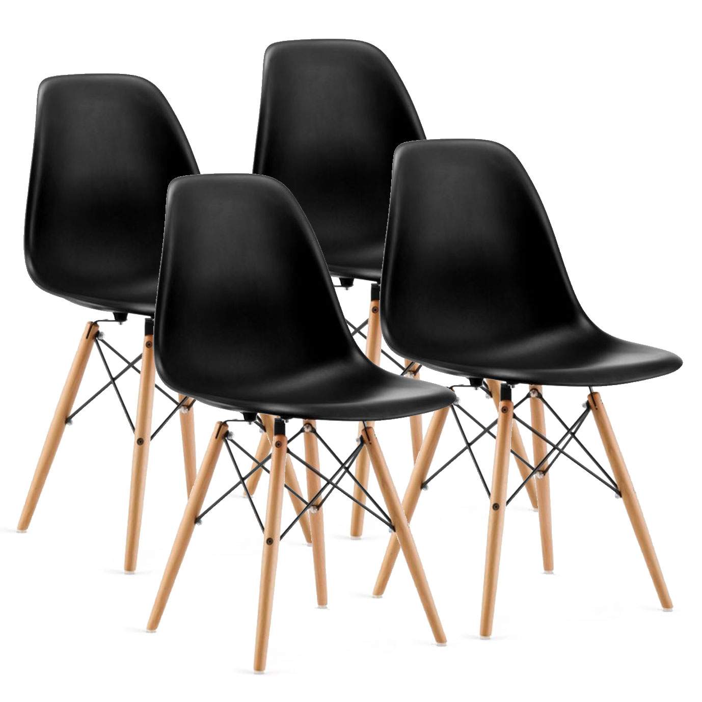 Sæt med fire stole til stue Spisestue Sort ModernHome
