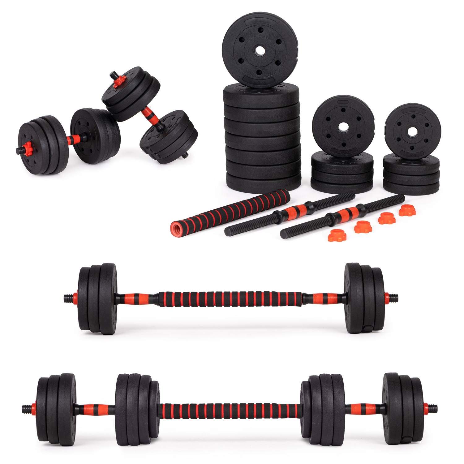 Justerbare håndvægte 2x 15kg vægtstangssæt 30kg bar
