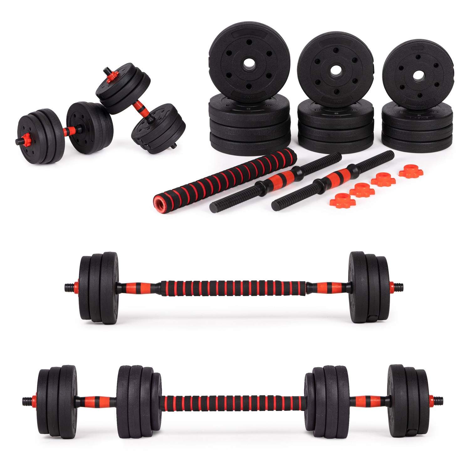 Justerbare håndvægte 2x 10kg vægtstangssæt 20kg bar
