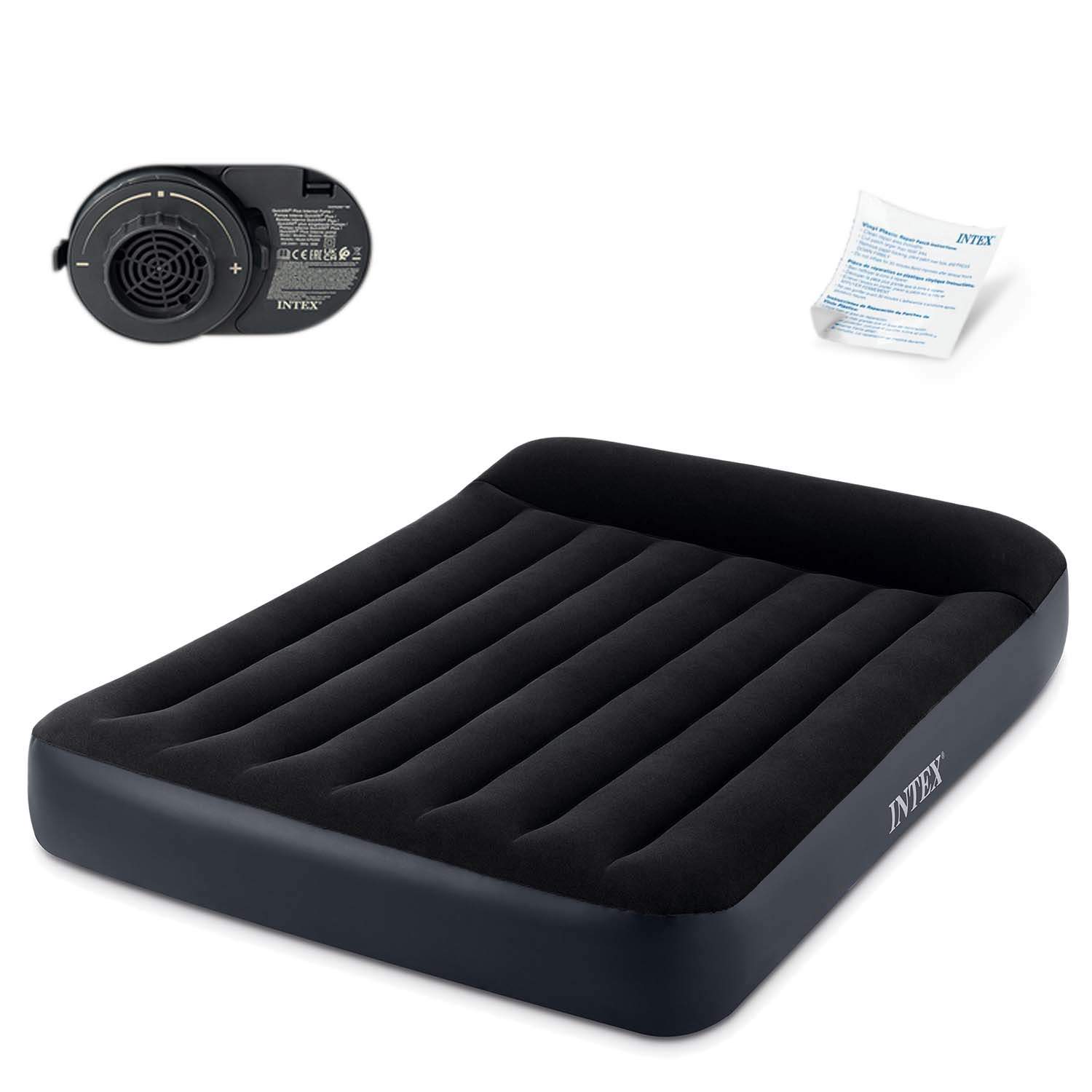 Oppustelig madras 203x152 cm med Pump Velour Seng Intex 64150ND