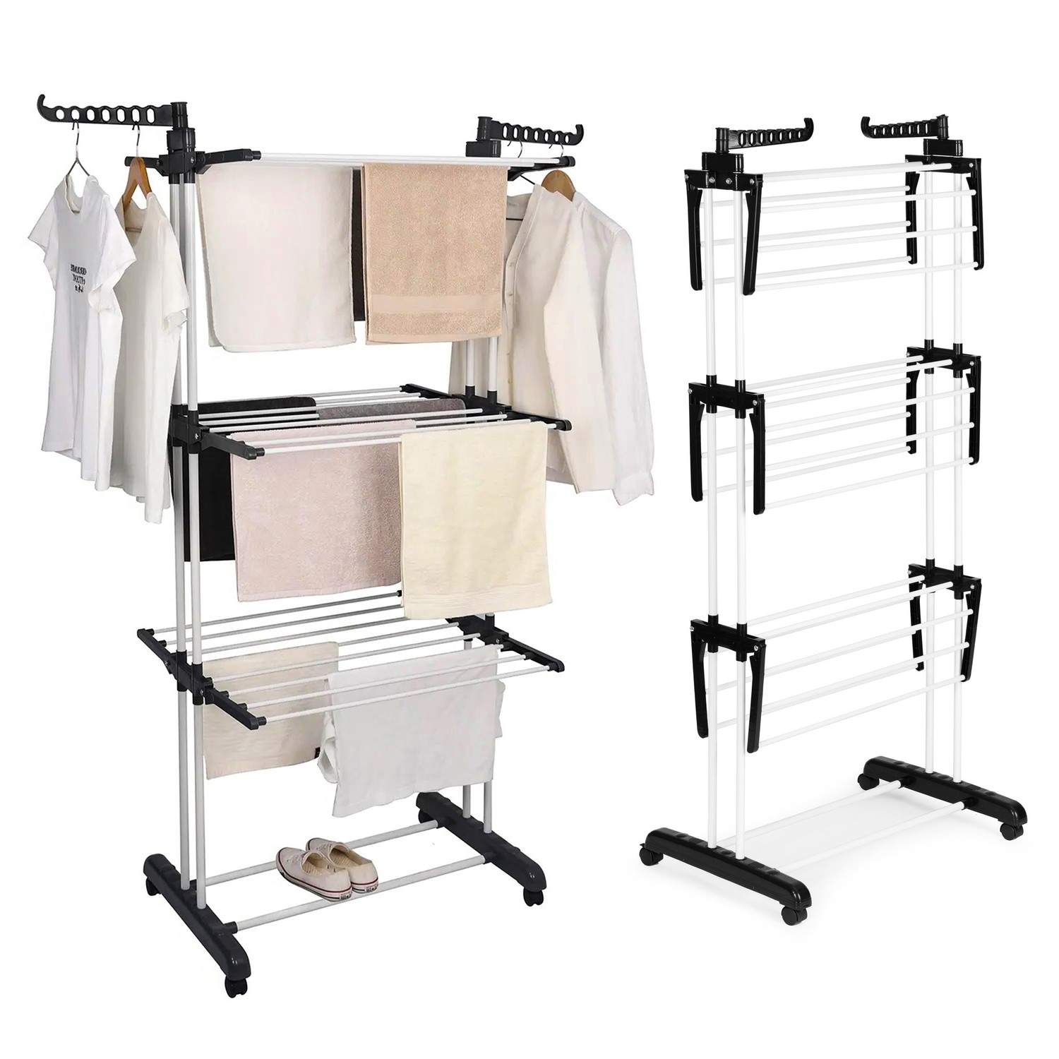 Lodret tørretumbler med hjul, foldbar