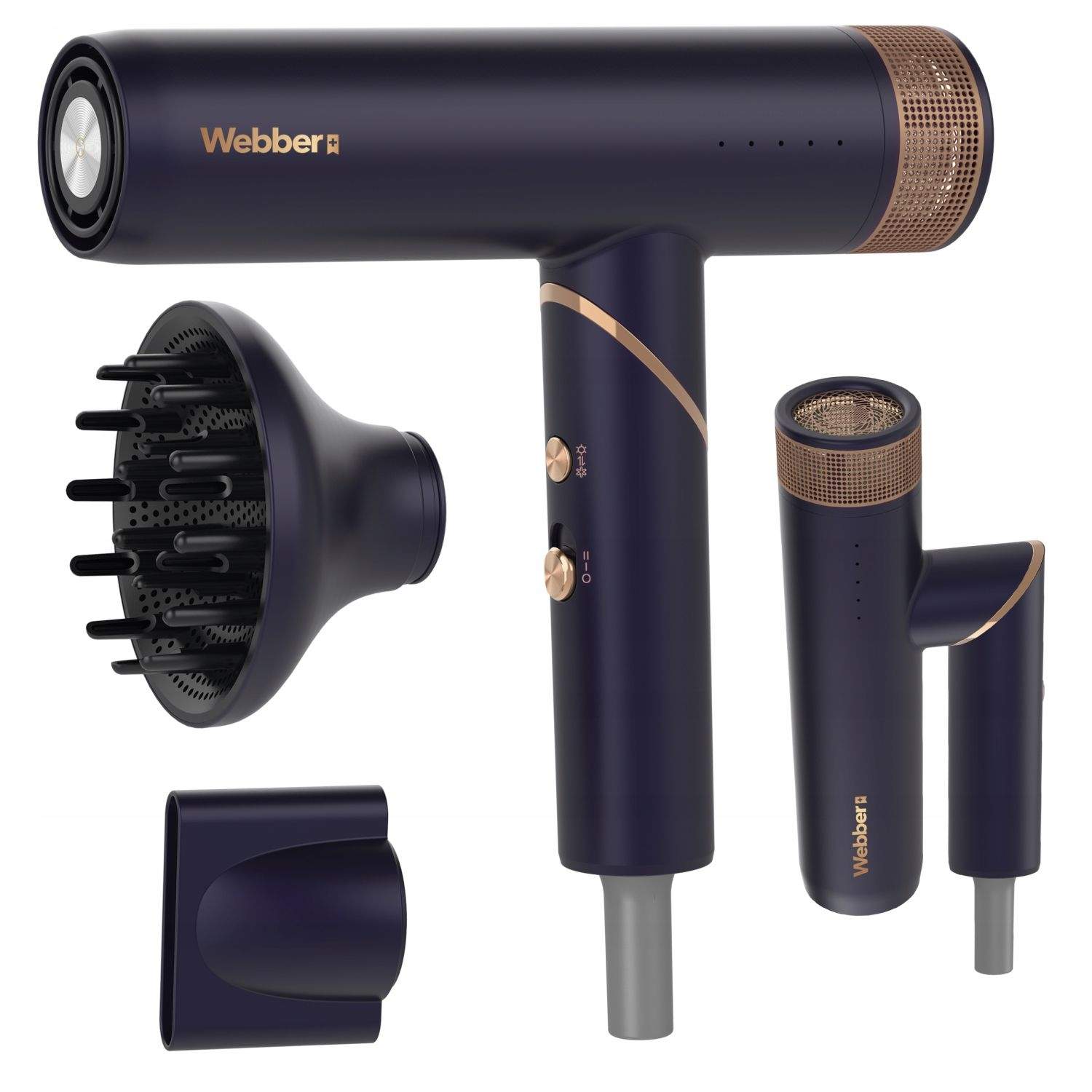 2-i-1 hårtørrer med ionisering og regulering STELLA WEBBER