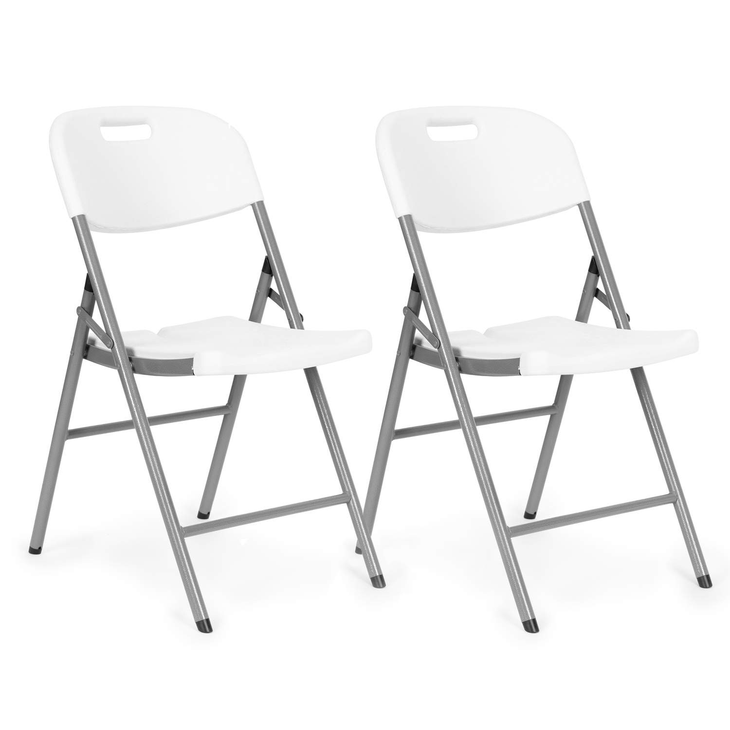 Sæt med 2 klapstole, HDPE materiale, hvid farve