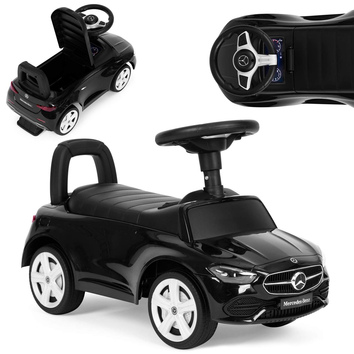 Kørebil Mercedes C KLASSE interaktive rat lyder sort