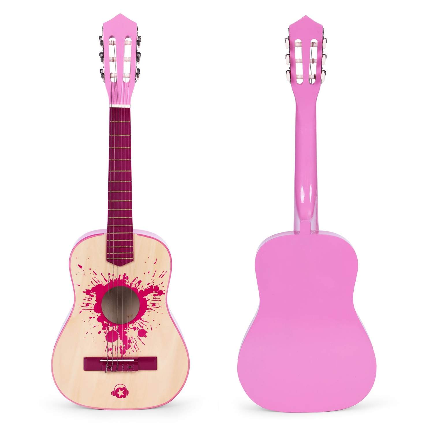 Børne guitar pink large - 34 træ 6 strenge metal og nylon ECOTOYS