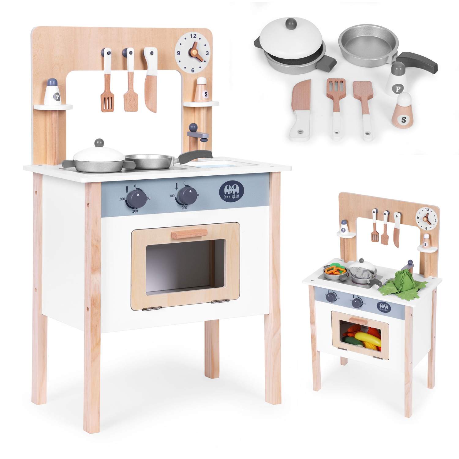 Børne køkken med 8 tilbehør ovn vandhane vask ECOTOYS