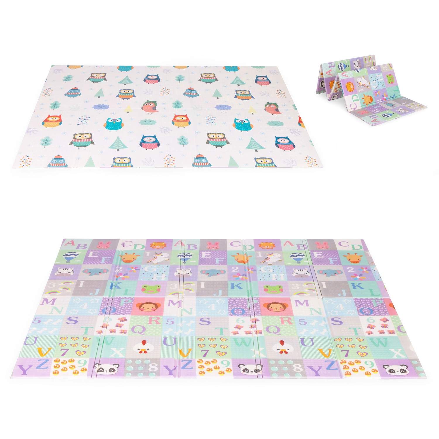 Stor dobbeltsidet sammenfoldelig pædagogisk skummåtte + taske IPLAY