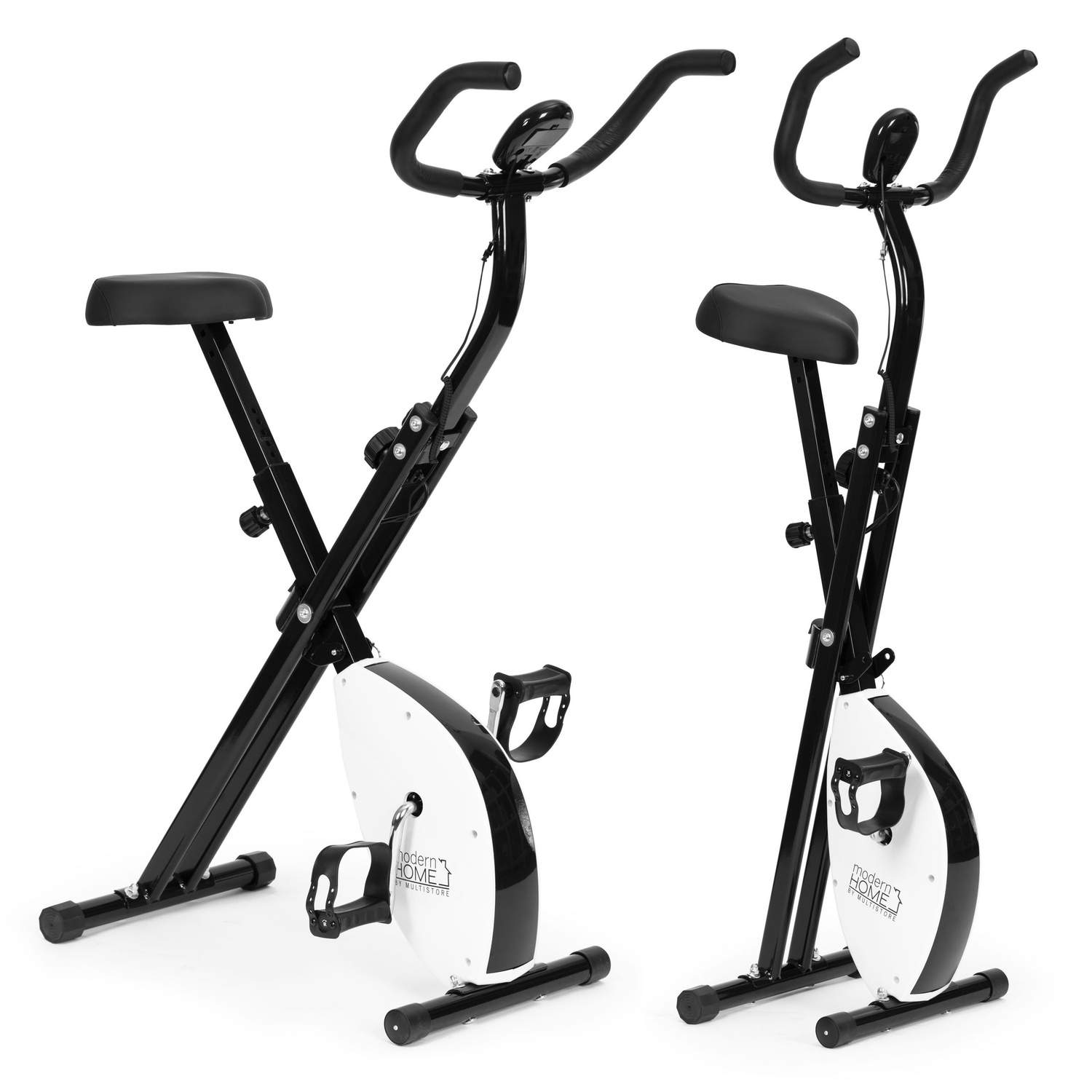 Motionscykel stationær cykel fitness mekanisk tæller computer glat justering - hvid ModernHome