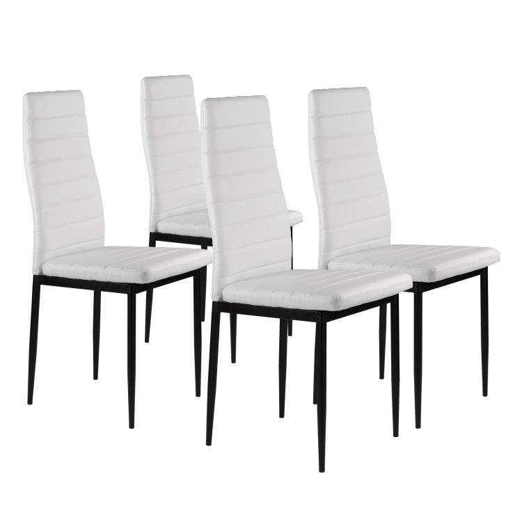 Sæt med 4 spisestuestole til stue med Eco-Leather, ergonomisk ryglæn, hvid