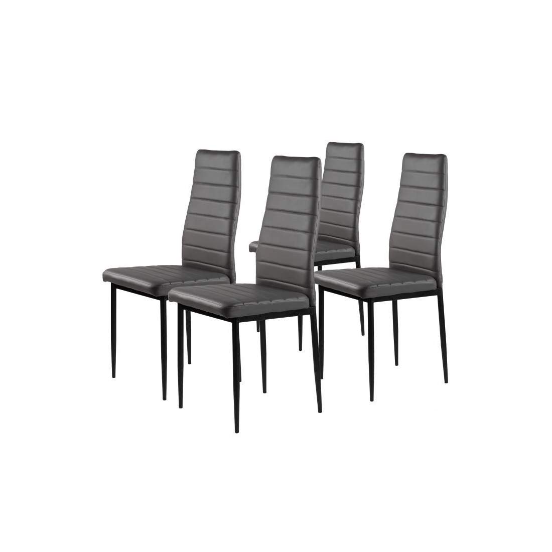 Set med 4 stolar för vardagsrum och matsal med Eco-Leather, ergonomiskt ryggstöd, grå | Hem & Hobby - Hem & Hushåll - Kök | Pryloteket