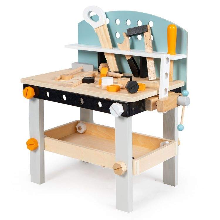 Værktøjsbord til børnearbejdsbænk i træ med 38 stykker ØKOLEGGE