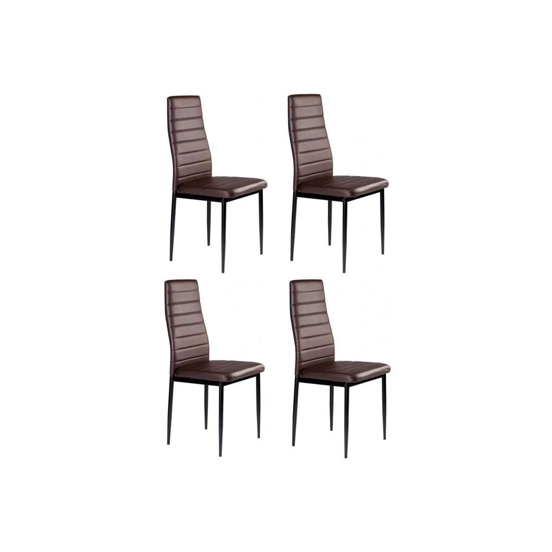 En uppsättning av 4 matsalsstolar för vardagsrummet gjorda av ekologiskt läder med konturerat ryggstöd, brunt | Hem & Hobby - Hem & Hushåll - Kök | Pryloteket