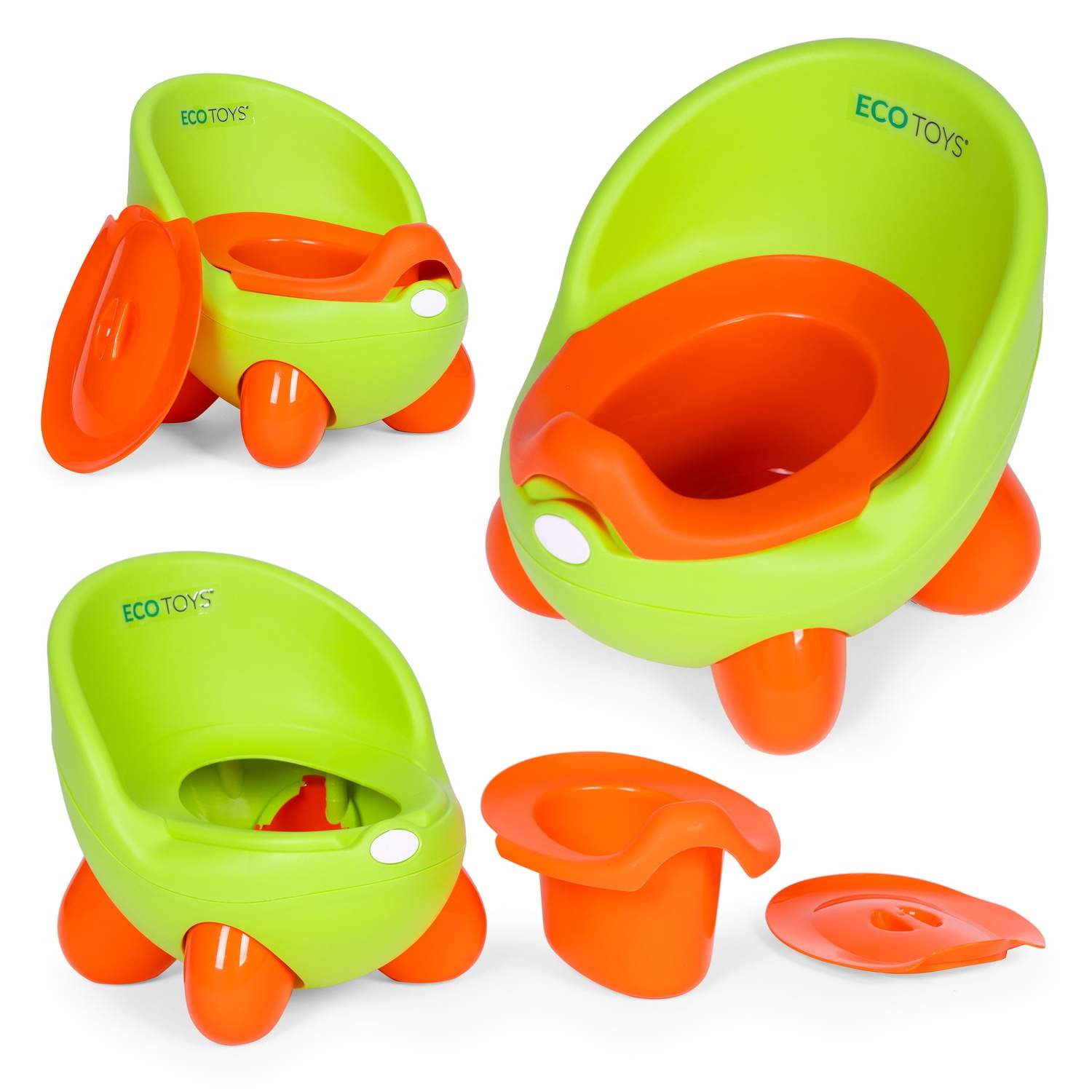 Potte toiletsæde til børn, aftagelig indsats, skridsikre ben, grøn, ECOTOYS